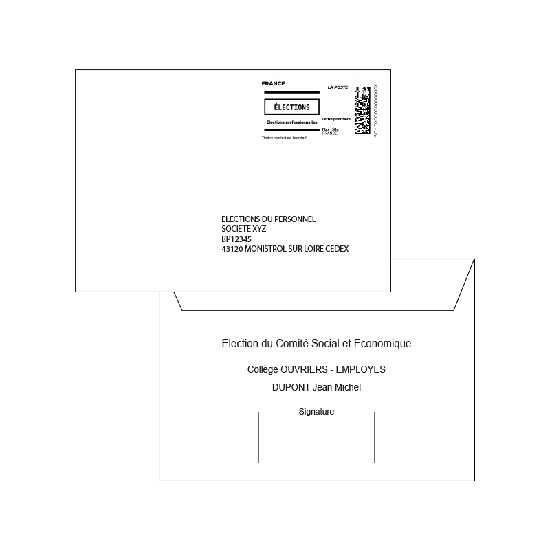 Enveloppes Elections personnalisées C6 114x162 mm blanc impression